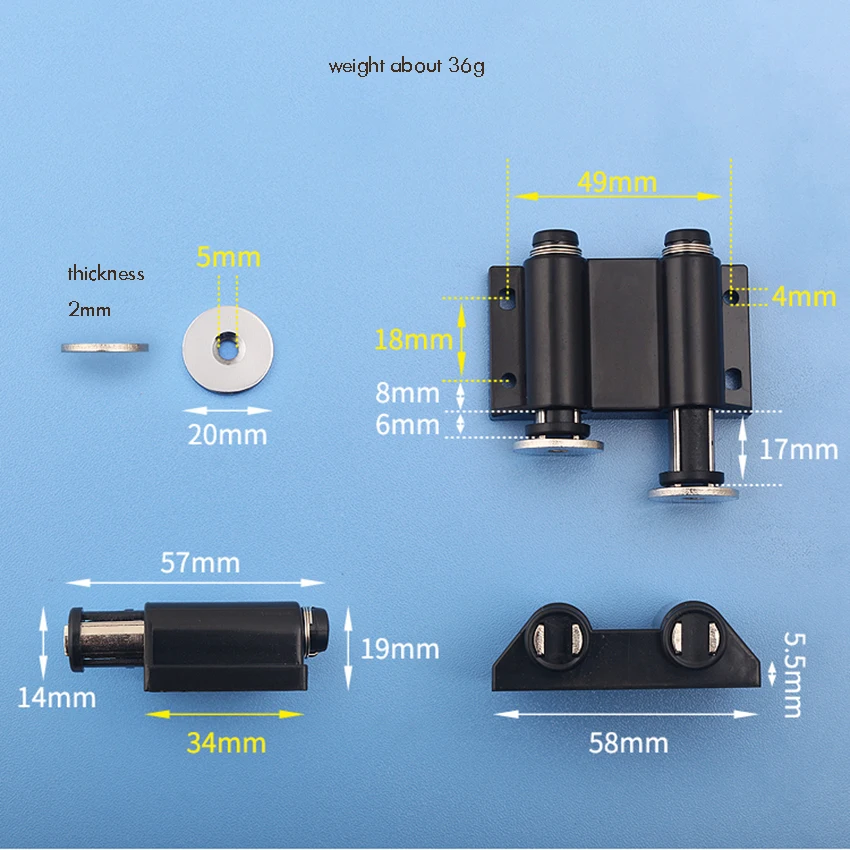 Двойной Магнитный Дверной сенсорный захват, кухонный амортизатор для шкафа, буферы, выдвижной ящик шкафа, магнитный толчок, открытая защелка, черный
