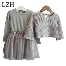 Filles Robe D’hiver 2016 Nouveaux Enfants Vêtements Filles à manches longues Robe 2 Pièce Tricoté Robe Enfants Tutu Robe Pour filles Costumes