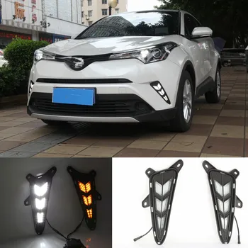 

2PCS For TOYOTA C-HR CHR 2016 2017 2018 2019with Turn Yellow Signal Lights Car LED DRL Daytime Running Lights 12V Fog Lamp Cover