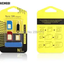 Szaichgsi Алюминий металлический нано сим-карты Micro-SIM адаптер конвертер ввода ПИН-кода набор 5 в 1 для iPhone5 6 Plus Galaxy S5 S6 1000 наборы для ухода за кожей