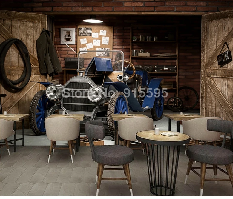 Пользовательские фото обои 3D автомобиль Ретро Ностальгический стиль ресторан кафе молоко чай магазин задний план Настенный декор Искусство Настенная живопись фреска
