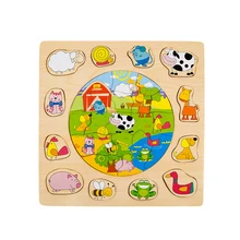 N149 сцена ферма животное ищет деревянную соответствующую познавательная головоломка Детский пазл для раннего развития игрушки