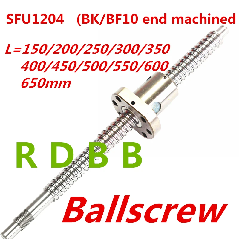 SFU1204 150 200 250 300 350 400 450 500 550 600 650 мм C7 шариковый винт с 1204 фланец, гайка BK/BF10 конец механической обработке