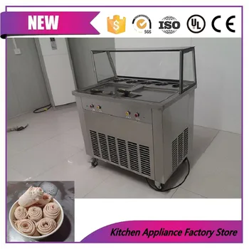 

Separately control double pan with double imported compressor button type instant rolled fried ice cream machine philippines