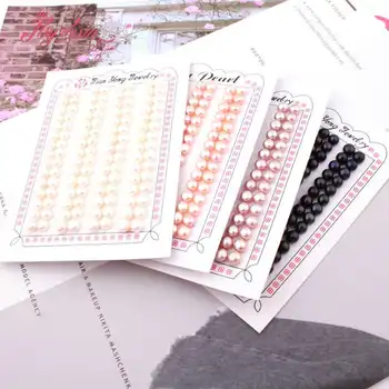 

5mm 3A Grade Half Drilling Freshwater Pearl Button Beads Natural Stone Beads For Jewelry Making DIY Earring Fashion 5 Pair