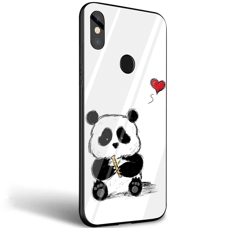 Desxz стекло ТПУ эскизы панда чехол для xiaomi 8 Lite A1 A2 9 redmi note 5 6 7 Pro 6A 4X 5X 6X Pocophone