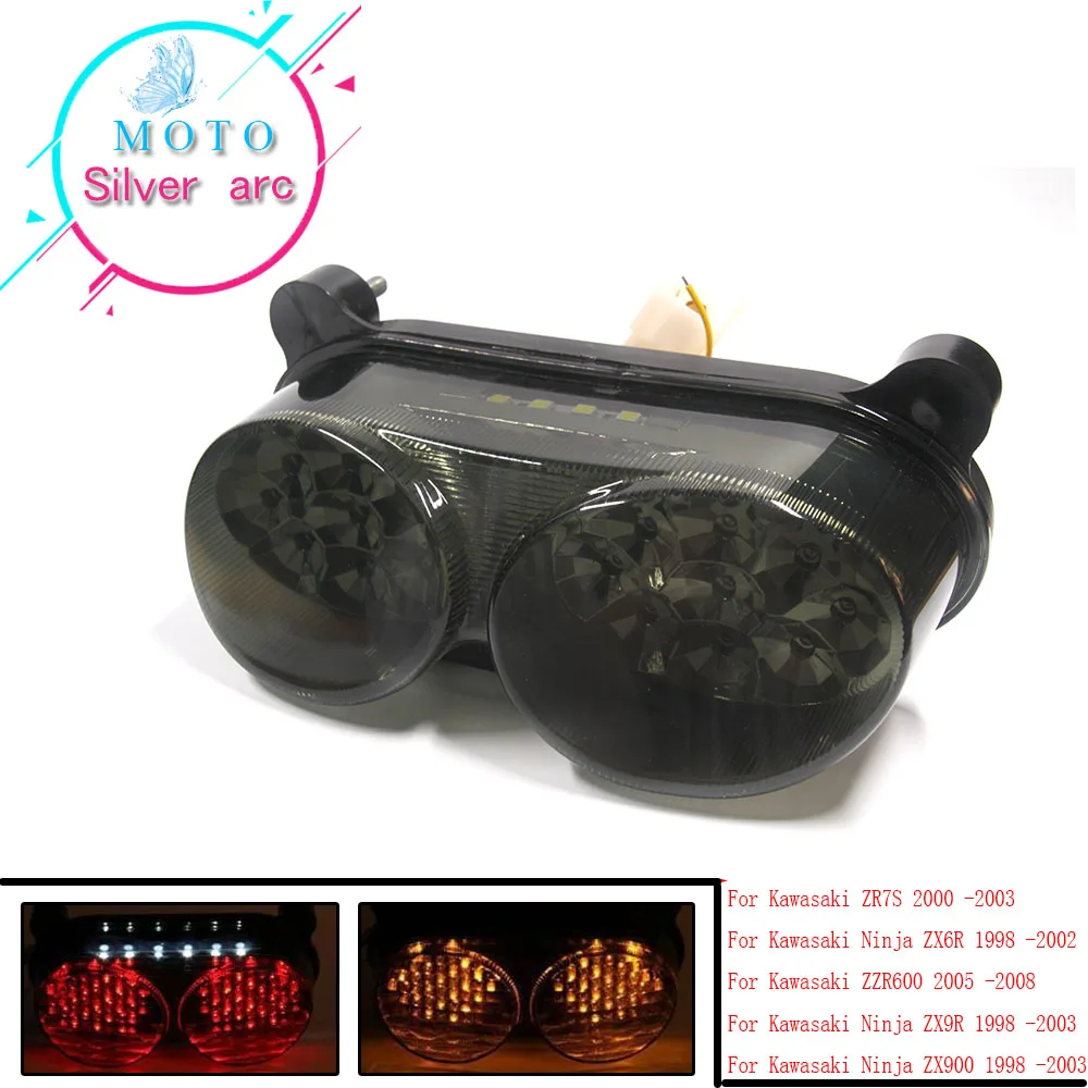 

Motorcycle LED Rear Turn Signal Tail Stop Light Lamps Integrated For KAWASAKI ZX9R NINJA ZX6R ZX600 ZX9-R ZX900 ZR7 ZR7S ZZR600