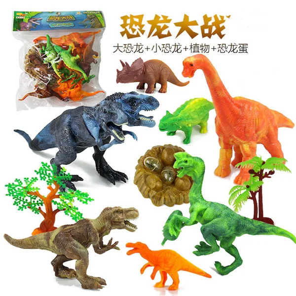 

UTTORA Realistic Looking 7" Dinosaurs Pack of 13pcs Large Plastic Assorted Dinosaur Figures with Dinosaur Book Children Gift Toy