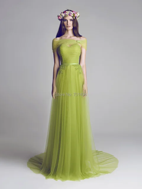 Olive Green Evening Gown