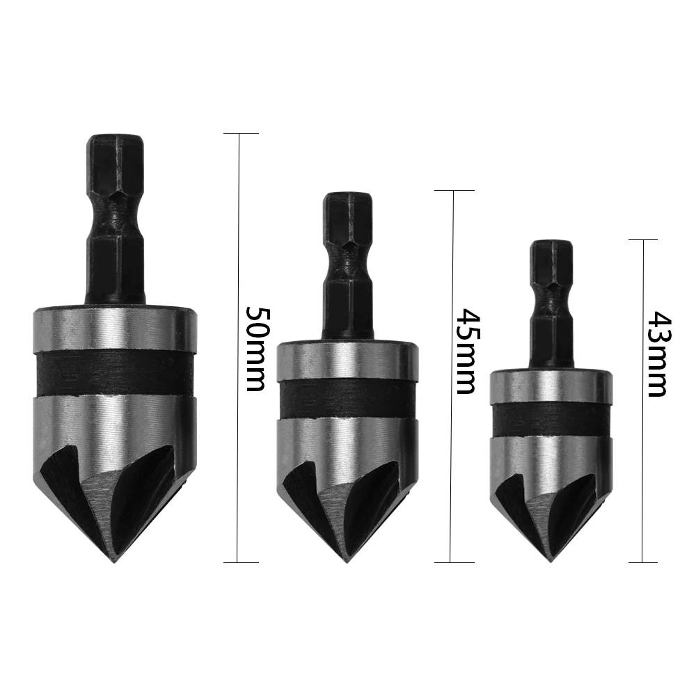 High Carbon Steel Drill Bit Chamfer Hex Handle Countersink Boring Set for Wood Soft Metal Quick Change Drill Chamfering Machine