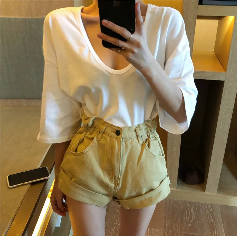 Alien Kitty Retro High Waist Wide Leg Denim Shorts Women New Summer Korea Style Fashion Streetwear Solid Sexy Short Jeans