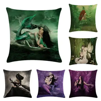 

Cartoon Mermaid Princess goddess Cushion Cover Home Decoration Cushion Covers For Sofa Car Chair Home Decor Pillow Case 45*45cm