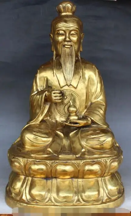 

S03858 22" Folk Chinese temple mythology bronze Tai Shang Lao Jun Taoist buddha Statue