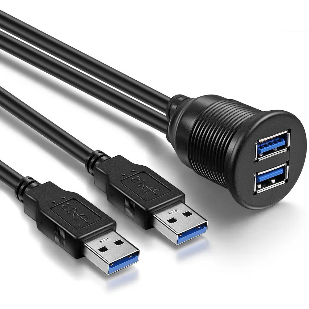 2 порта двойной USB 3,0 штекер к USB 3,0 Женский Автомобильный USB Панель флеш-кабель для крепления