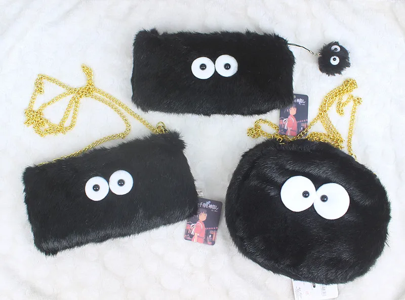 

Cartoon Miyazaki Black Carbon Dust elf Spirited Away Black Carbon Ball Totoro Plush Messenger Bag