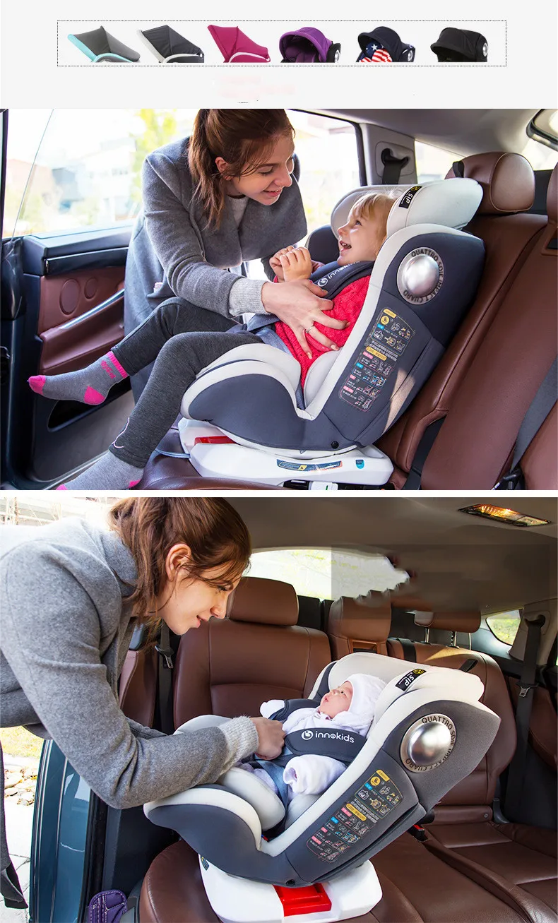 YC05S  Innokids Child Safety Seat 360 Degree Rotating Car with 0-12 Years Old Baby Can Sit and Lay Isofix Latch  grey