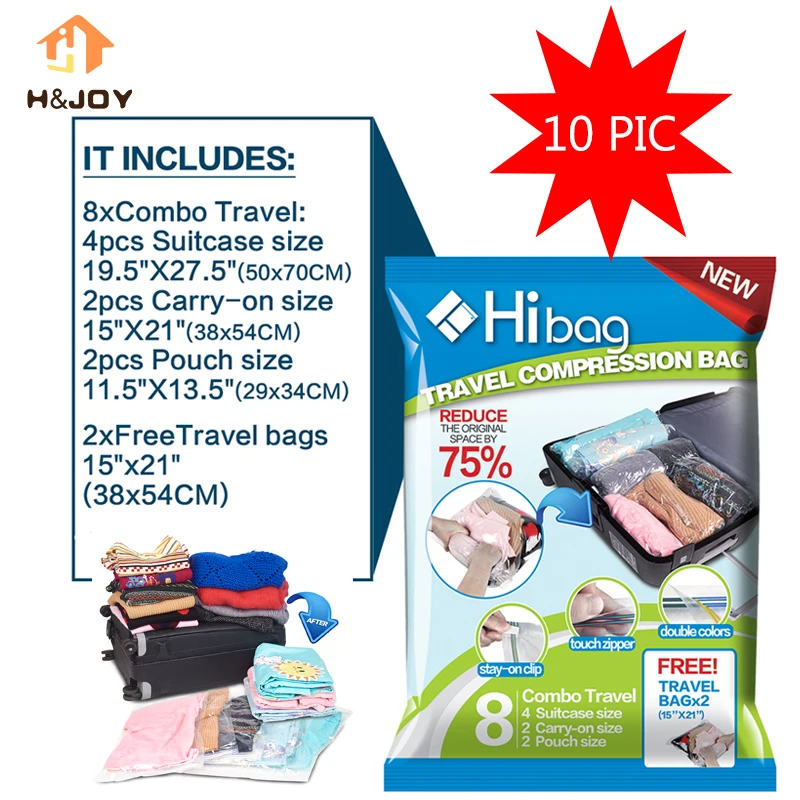 Us 23 5 10 Pcs Lot Travel Compression Bag Pouch Package Sorting Clothes Holding Vacuum Organizer E Saver Storage Set In