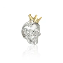 Corona Del Cráneo de halloween de Oro para La Joyería Que Hace Fit Pandora Charms Pulsera Plata 925 Original Nuevo de La Manera DIY Joyería