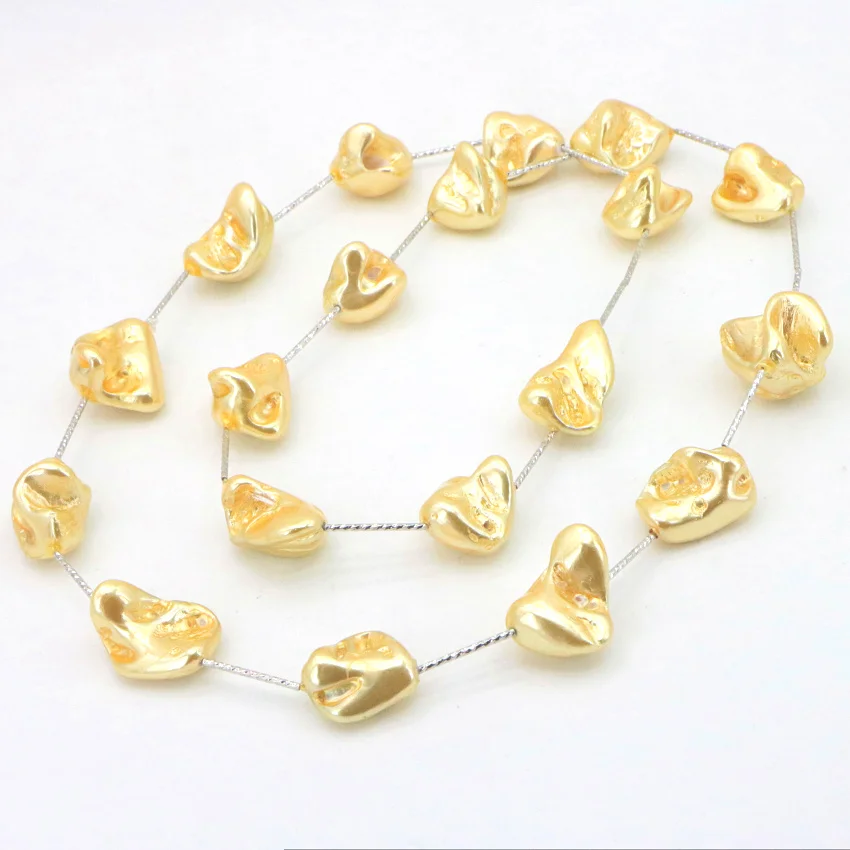 2 Irregularly shell Golden Pearl Necklace Chain sweater chain (21)