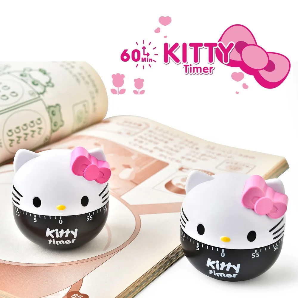 

Cartoon Hello Kitty Plastic Timer Alarm Kitchen 60 Minute Cooking Mechanical Cooking Tool Kitchen Timer Home Kitchen Decoration