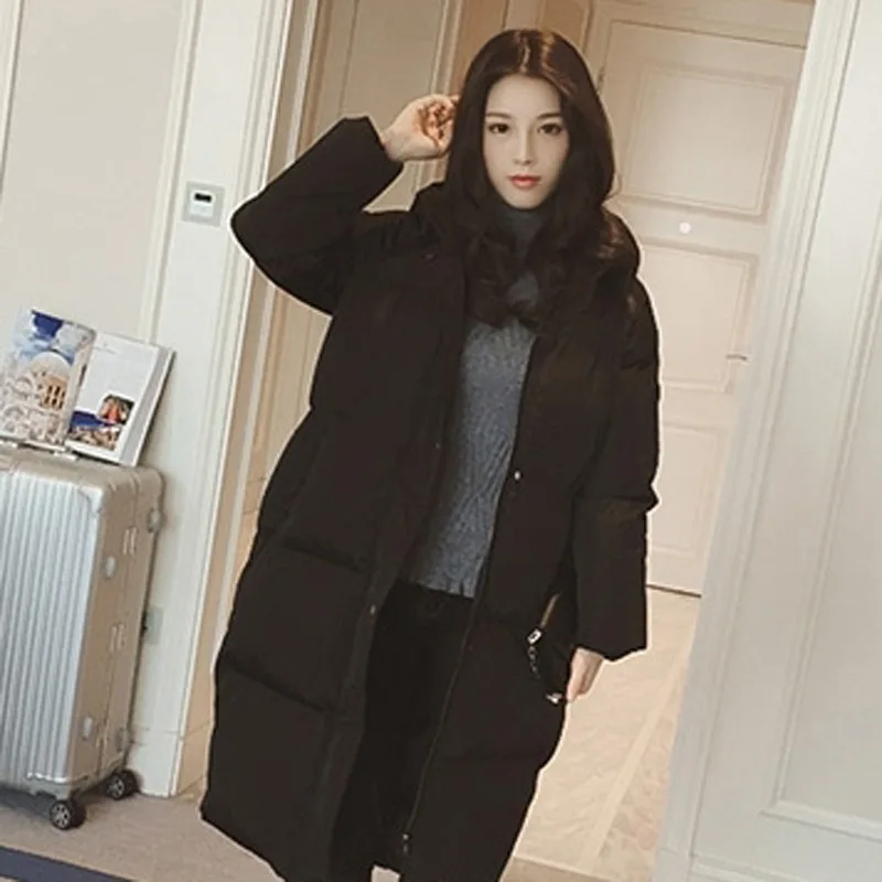2018 зимняя куртка-пуховик корейский хлеб одежда Свободные толстый большой Размеры Для женщин куртка длинная куртка с секциями WL5