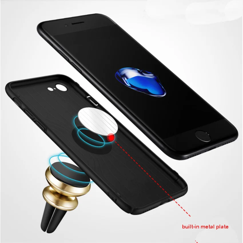 Funda magnética con soporte para coche 8 Plus para iPhone 7 Plus funda rígida con imán esmerilado para iPhone 7, 8, 6 s Plus Bulit-en placa de Metal Funda magnética con soporte para coche 8 Plus para iPhone 7 Plus funda rígida con imán esmerilado para iPhone 7, 8, 6 s Plus Bulit-en placa de Metal