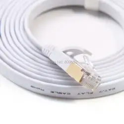 Высокая Скорость сетевой кабель 15 м/20 м/25 м/30 м кабель Ethernet Cat7 RJ45 M/M на тонком высоком Скорость плоский экранированной витой пары Интернет Lan