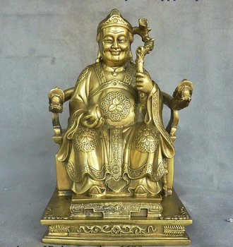 

China Folk Brass Pray Blessing Dragon Chair Hold Peach Land Grandma Statue Seat