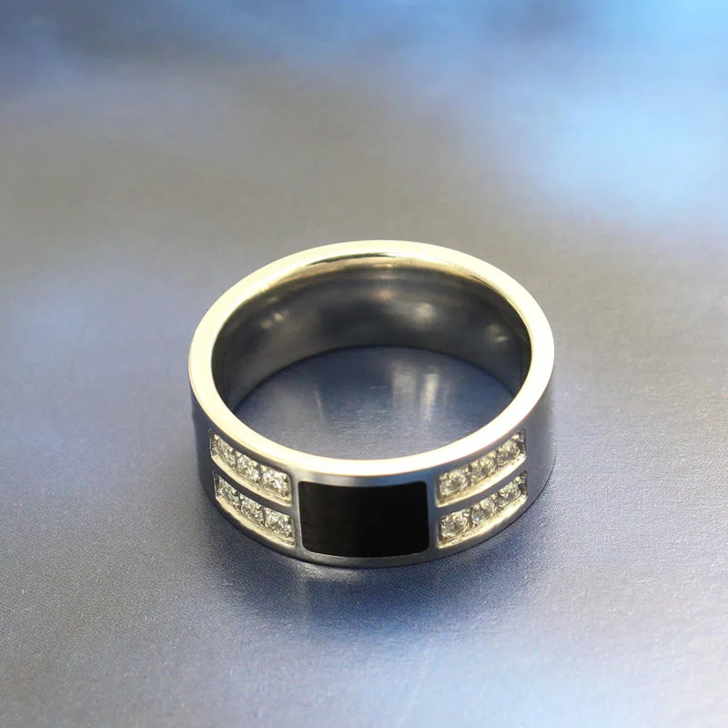 Men's Wedding Rings Silver Plated Rings for Men Jewelry with 12pcs Cubic Zircon Stones