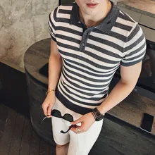 Высокое качество, английский стиль, мужские Поло, брендовая новинка, приталенная, в полоску, для социальных мужчин, поло, с коротким рукавом, повседневная, деловая, Рабочая Рубашка-поло для мужчин