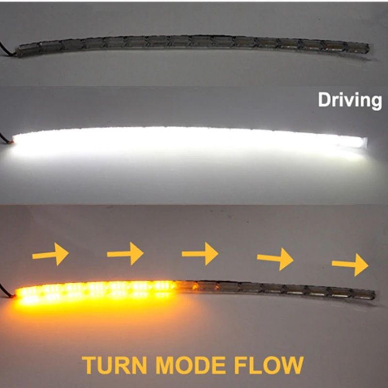 OKEEN 2 шт. водонепроницаемый гибкий светодиодный светильник s DRL Дневной ходовой светильник белый указатель поворота Янтарный ангельские глазки течёт светильник 12 В