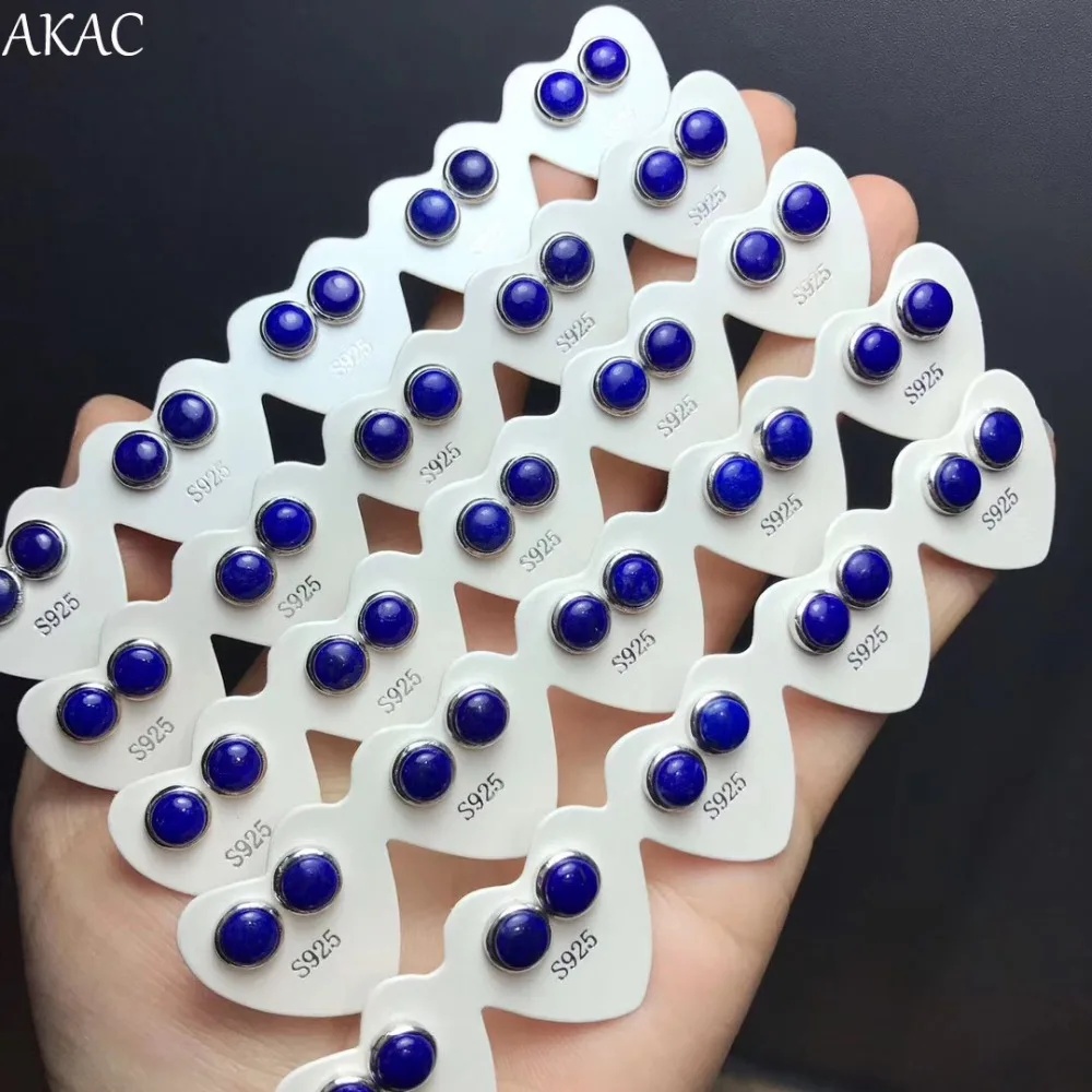 

Free shipping natural lapis lazuli stud earrings simple style for women 2 pairs/ set the best gift ever