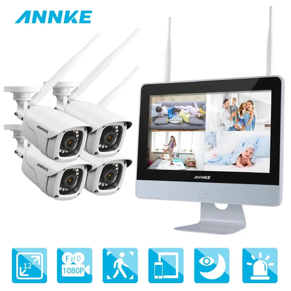 ANNKE 8CH FHD 1080P Wireless NVR Video Security System with 12