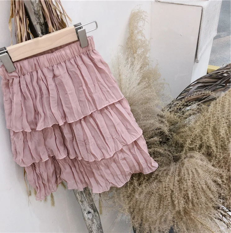 

2019 spring summer baby tutu skirt Pink Color girls tulle skirt for 2year children princess pleated skirt for party wear