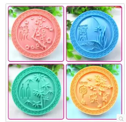 

Soap Mold Cake Decoration Cake Mold Manual Soap Mold Fondant Tools Plum Orchid, Bamboo And Chrysanthemum Silicone Moulds PRZY