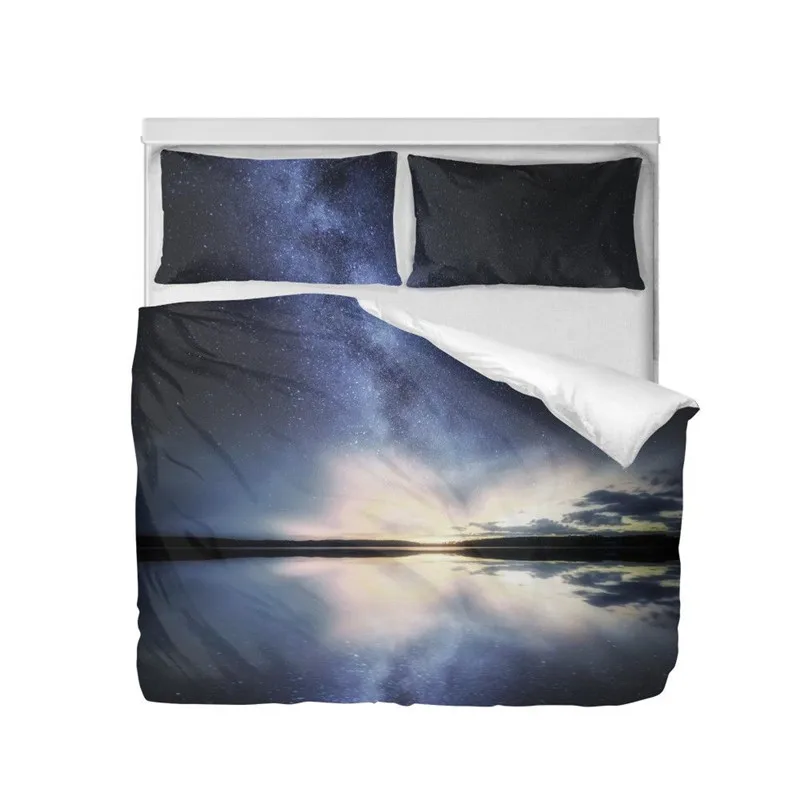 طقم سرير الأزياء الخيال سماء نجمية 3D الطباعة أغطية لحاف الملك مزدوجة حجم غرفة نوم الديكور الحديثة غالاكسي طقم سرير 3 قطعة