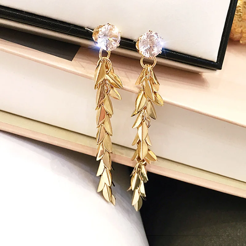 Wheat ear tassel earrings slim earrings Korean temperament long