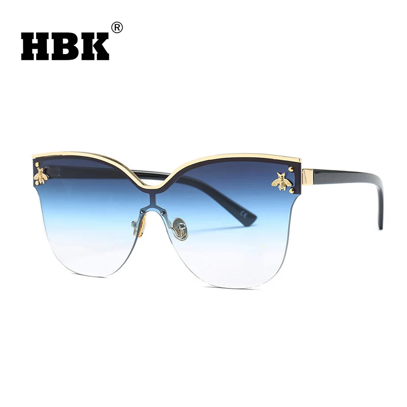 HBK новые женские полуоправы кошачий глаз солнцезащитные очки металлические пчела солнцезащитные очки мужские женские серые Оттенки UV400 очки
