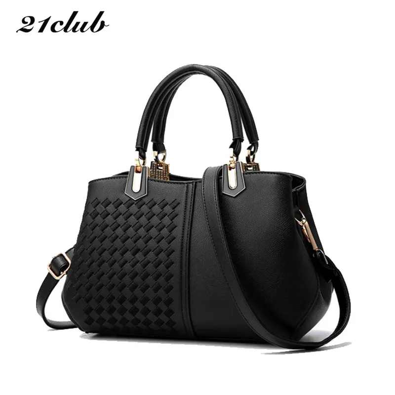 

21club brand large capacity thread knitting zipper ladies totes shopping work purse coin flap women crossbody shoulder handbags