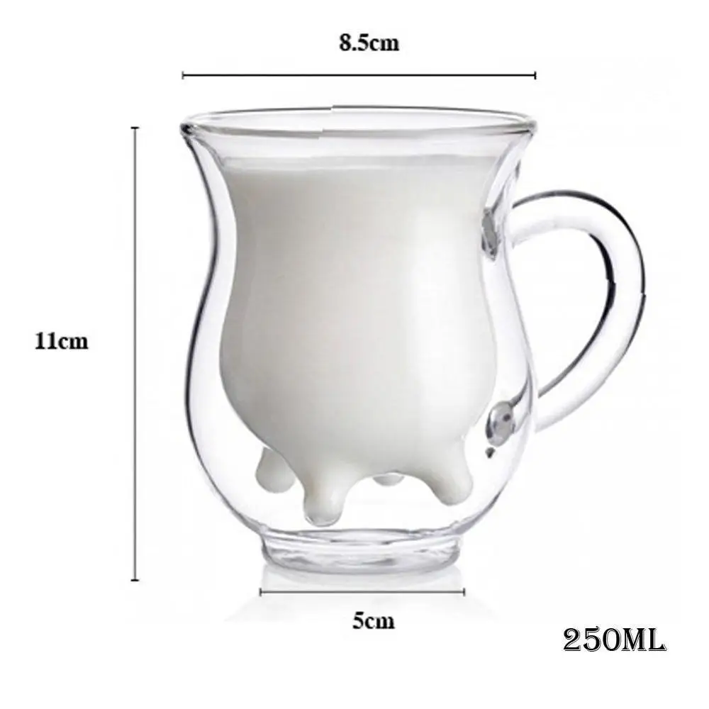 150 мл, 250 мл, прозрачная чашка с двойными стенками для молока, кофе, стеклянная кружка для чая, изолированные кружки, чашки для эспрессо, вина, пива - Цвет: Белый