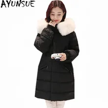 AYUNSUE, женский пуховик, белая утка, зимнее пальто, меховой воротник, Женская куртка, теплая, с капюшоном, Женская парка, Casaco Feminino WXF405