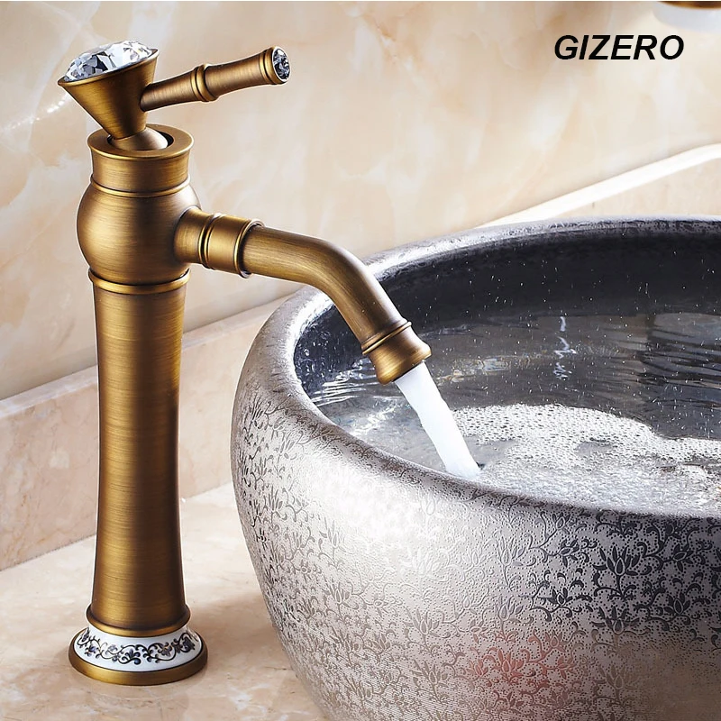 Classic Antique Faucet Bathroom Basin Mixer With Diamond Deck Mounted
