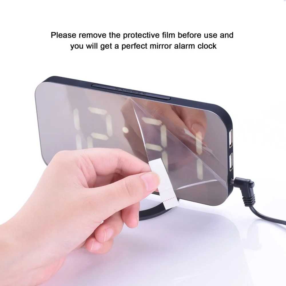 Practical Design Digital LED Alarm Clock Multifunctional Noiseless LED Mirror Clock Display Electronic Desk Table Clocks