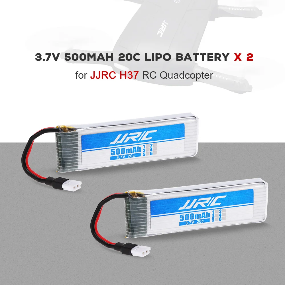 2 шт. оригинальный JJRC 3 7 V 500mAh 20C LiPo аккумулятор для H37 GoolRC T37 RC Quadcopter|lipo battery|3.7v