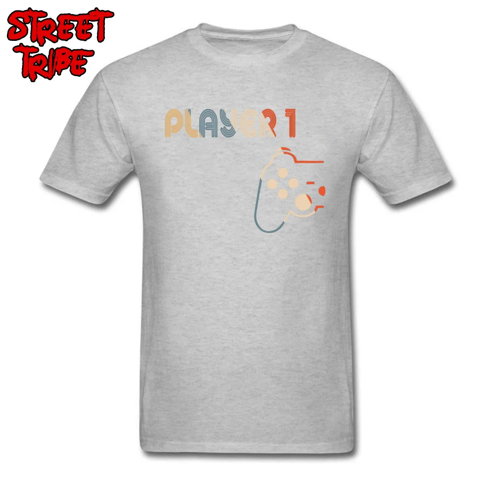 Normal All Cotton T-shirts for Men Short Sleeve Normal Tops Shirts 2018 Hot Sale Summer Autumn O-Neck T Shirt Printed Matching Gamer Couple tee Player 1 Player 2 Sh grey