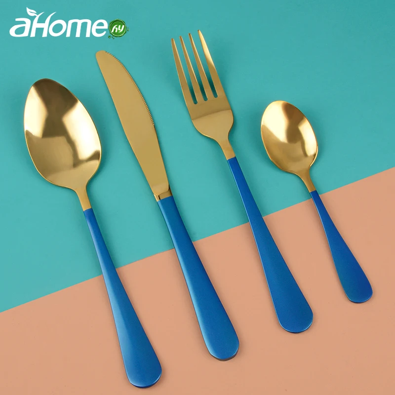 

Frost Stainless Steel Dinnerware Steak knife coffee spoon Fork Metal Cutlery Kit 4 Pics Kitchen Gadgets