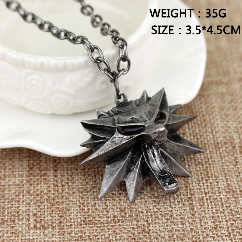 Hot Fashion Game Wizard Witcher 3 Medallion 3D Pendant Necklace Wolf Head Halloween Necklace Jewelry Hot Fashion Game Wizard Witcher 3 Medallion 3D Pendant Necklace Wolf Head Halloween Necklace Jewelry