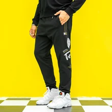 Осенние новые мужские повседневные штаны с эластичной резинкой на талии XL-7XL, мужские джоггеры с контрастным принтом большого размера мужские брюки большого размера 150 кг