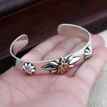 S925 стерлингов Серебряные ювелирные изделия Ретро тайский серебряный Для мужчин и Для женщин мода простой цветок Golden Eagle персонализированные открытые браслет