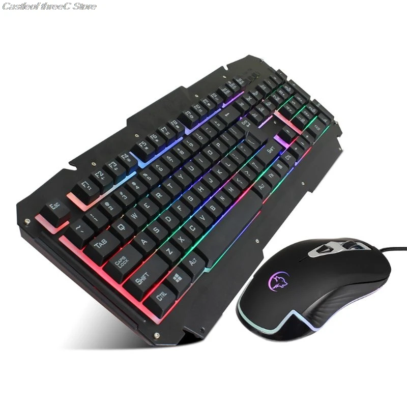 

Mechanical Keyboard Mouse Set USB Wired Computer Gaming Keyboard Backlit Mice for Laptop PC Gaming Gamer Player Equipment Kit Ac
